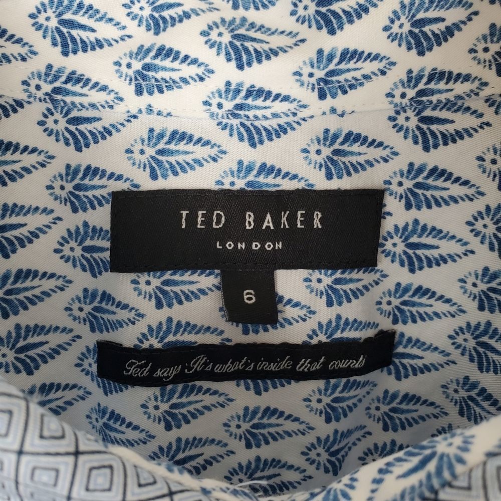 TED BAKER London 6 Short Sleeve Printed Button Down Shirt Collared Dress HIDRAGA - Picture 2 of 5